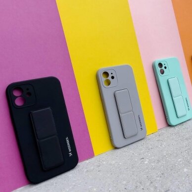Wozinsky Kickstand Lankstaus Silikono Dėklas Su Stovu iPhone 12 Pilkas 7