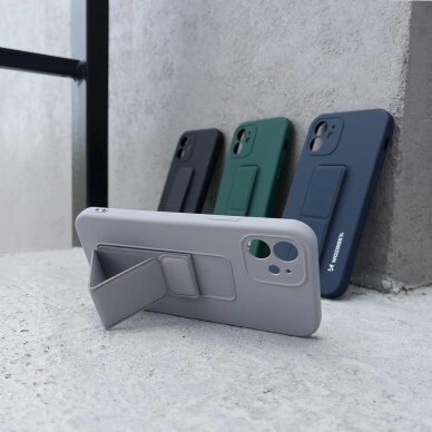 Wozinsky Kickstand Lankstaus Silikono Dėklas Su Stovu iPhone 12 Pro Juodas 15