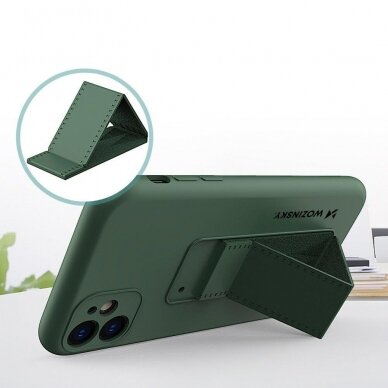 Wozinsky Kickstand Lankstaus Silikono Dėklas Su Stovu iPhone 12 Pro Pilkas 1