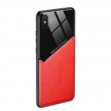 Xiaomi Redmi 9A dėklas su įmontuota metaline plokštele LENS case raudonas