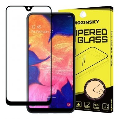 Akcija! Samsung Galaxy A10 apsauginis stiklas Wozinsky FULL GLUE juodais kraštais